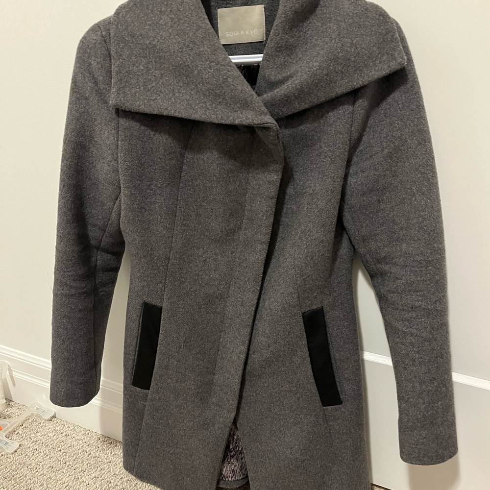 Soia & Kyo Jenna slim-fit wool coat with asymmetrical collar